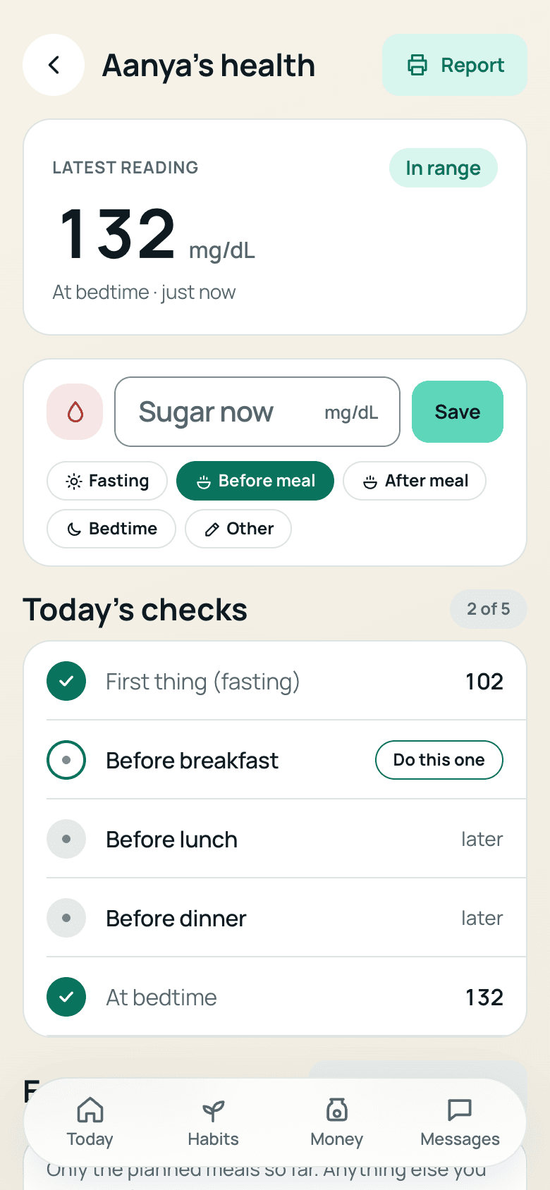 Family-entered health records in the fictional Rao family’s current app